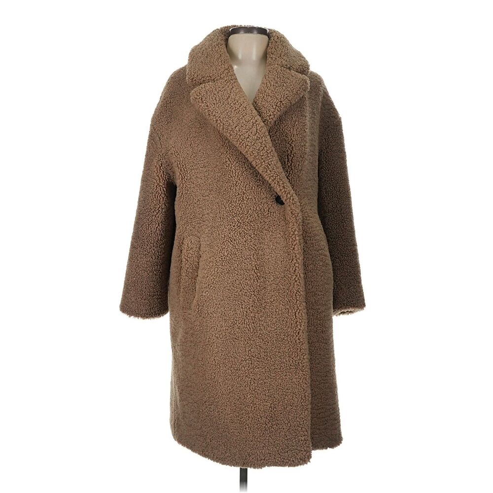 ZARA Brown Faux Fur Shearling Fleece Teddy Coat - L